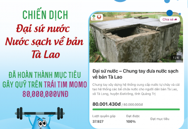 PRESS RELEASE: SUCCESSFULLY RAISED VND 80,000,000 TO BUILD A CLEAN WATER SUPPLY SYSTEM FOR TA LAO VILLAGE –  QUANG TRI PROVINCE VIA MOMO E-WALLET